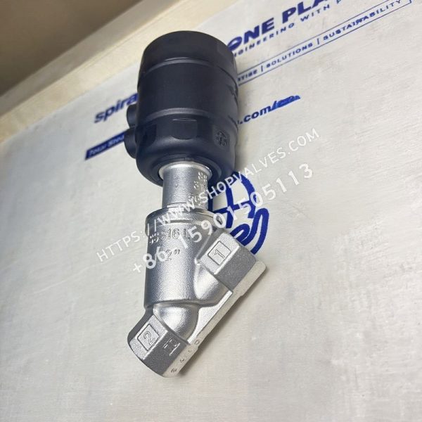 Spirax Sarco 1" PF61G-2NC BSP Válvula neumática de ángulo con interruptor de pistón de acero inoxidable