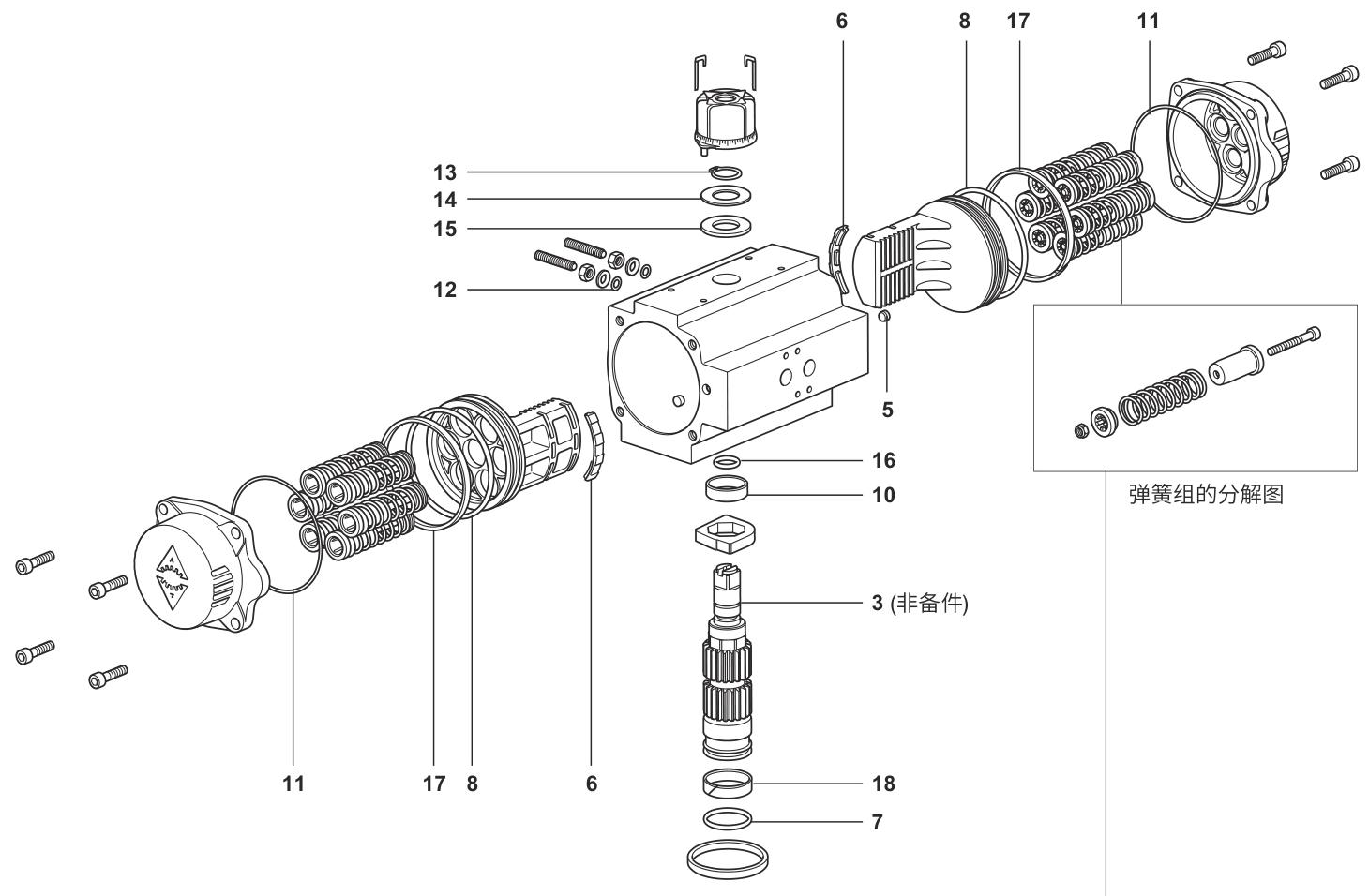 Spirax Sarco Spirax Sarco BVA300 Series Pneumatic Actuators - Construction Drawing